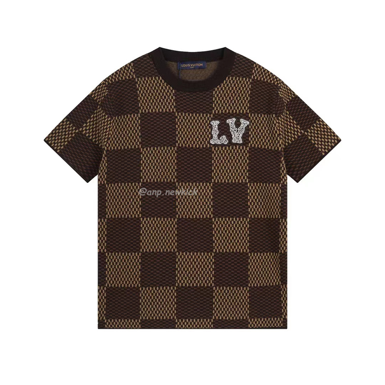 Louis Vuitton Round Necked Checkerboard T Shirt (3) - newkick.cc